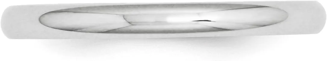 Solid Platinum 2 mm Classic Rounded Wedding Band Ring