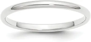 Solid Platinum 2 mm Classic Rounded Wedding Band Ring
