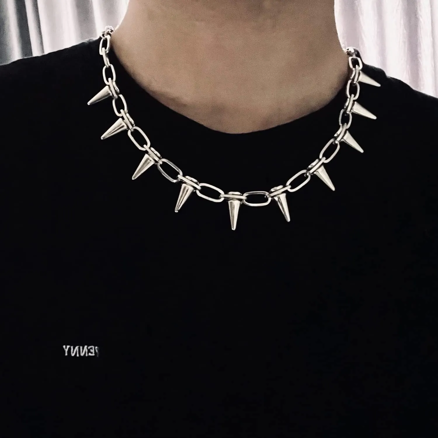 Spike Chokers Necklace Goth Punk Rivet Chain Choker Collar Adjustable Vintage Spike Rivet Chokers Necklace Jewelry Unisex Rock Night Club Spike Collar Jewelry for Women