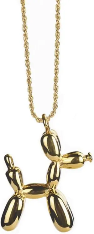 Stainless Steel Animal Balloon Dog Pendant Necklace 3D Cute Animal Charm Poodle Friendship Jewelry 24 Inch Rope Chain