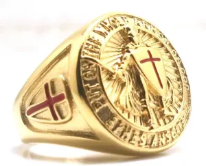 Stainless Steel Ephesians Put On The Whole Armor Of God Cross Knight Ring Gold Color Christmas Gift (9)