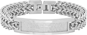 Stainless Steel Lords Prayer ID Bracelet 8.5 inch Inspirational Religious Accessory
