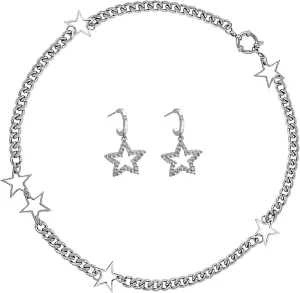 Star necklace set, Star necklace silver, Chunky star necklace, Emo necklace, Star chain necklace, Star chokers necklace, Star earrings for women, Star earrings for women, Star dangle earrings