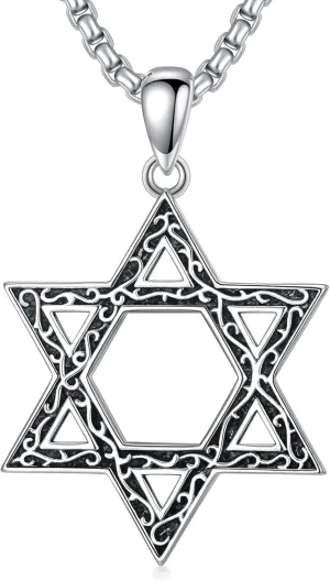 Star of David Necklace 925 Sterling Silver Jewish Necklace Star Crucifix Cross Pendant Judeo Christian Religious Jewelry Gifts for Men Women