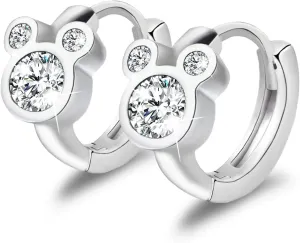 Sterling Silver Earrings for Women Fashion Cartilage Huggie Hoop Charms Mouse Earrings with CZ Hypoallergenic Jewelry Birthday Gift for Women
