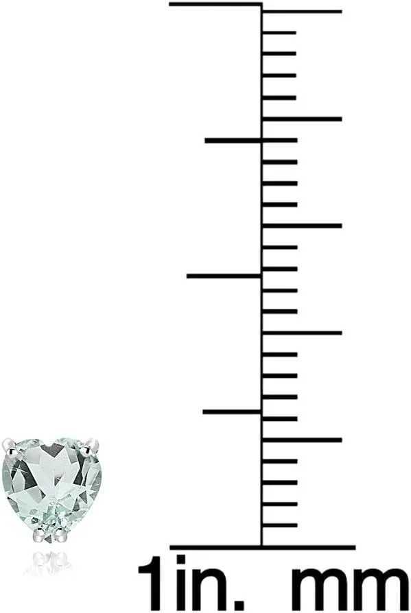 Sterling Silver Genuine, Created or Simulated Birthstone Gemstone 5mm Heart Stud Earrings