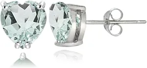 Sterling Silver Genuine, Created or Simulated Birthstone Gemstone 5mm Heart Stud Earrings