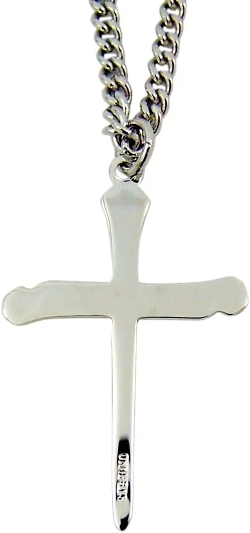 Sterling Silver Spike Nail Cross Pendant, 1 3/8 Inch