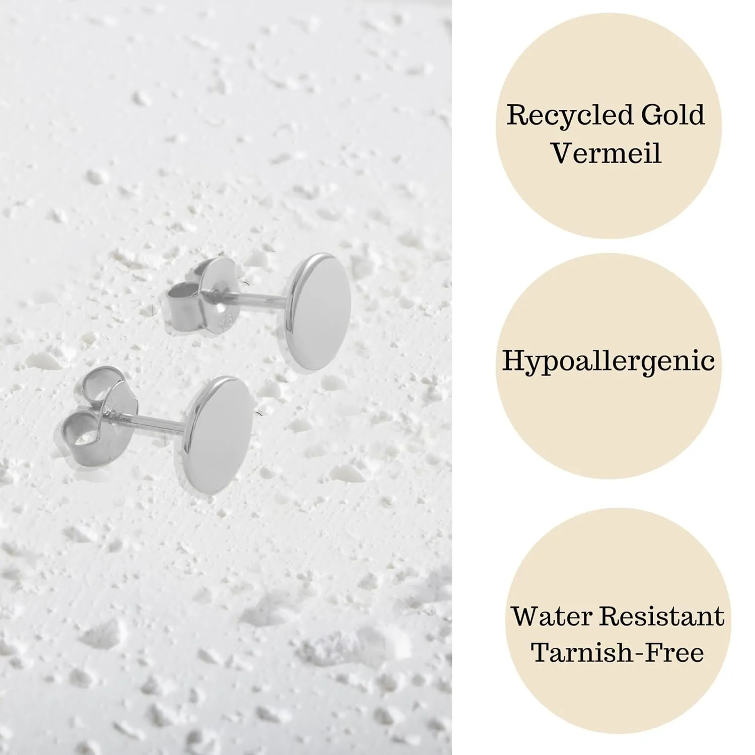 Sterling Silver Stud Earrings for Women - Certified 925 Sterling Silver Hypoallergenic Earrings for Women - Premium Comfortable Full Round Small Tiny Flat Back Stud Earrings for Women, Teen Girls