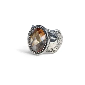 Sterling Silver Victorian Style Mens Vintage Citrine Ring, Floral Engraved Side Ring, Handmade Silver Ring, Ring for Men, Citrine Stone Men's Ring, Silver Rings for Men, Gift for Him