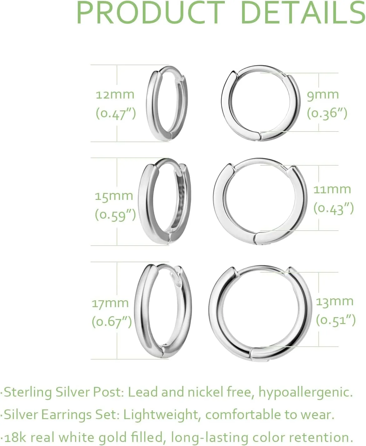 Stud and Hoop Earrings Set for Women 18K Gold Filled CZ Small Ball Studs Huggie Earrings Hypoallergenic Cartilage Earring Sets for Multiple Piercing