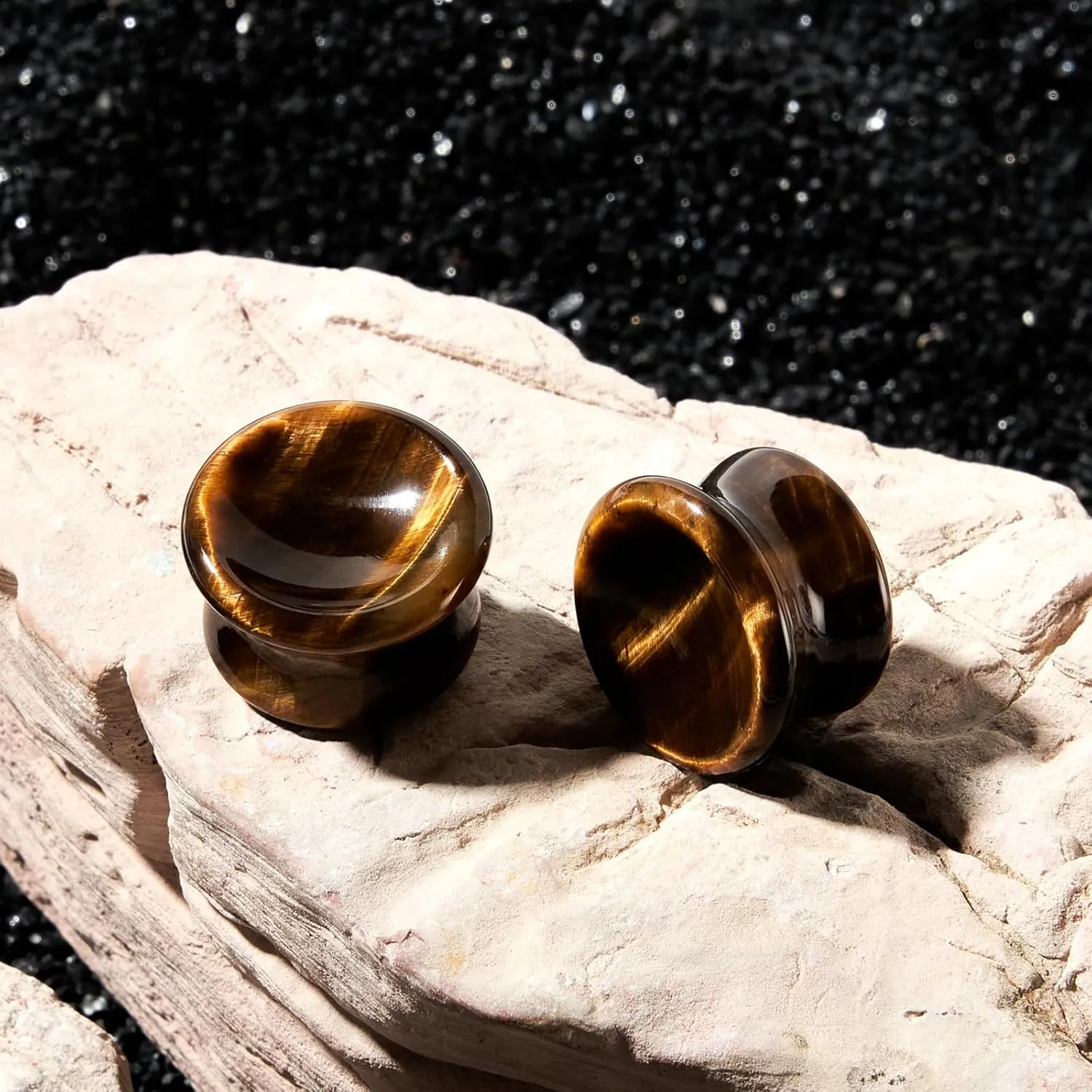 Stuppendux 2PCS Stone Ear Plugs Tunnels Saddle Expander Body Piercing Set Gauges 2g-1''