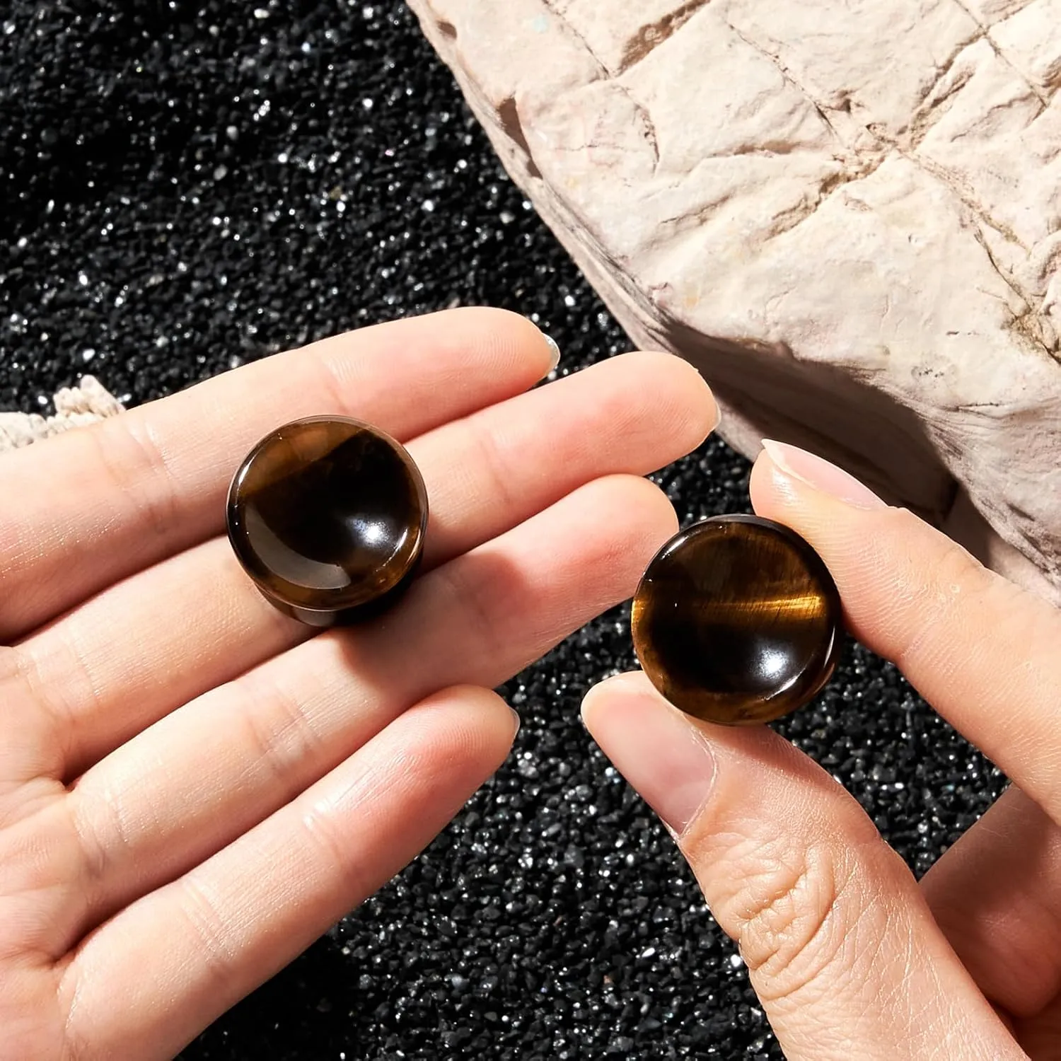 Stuppendux 2PCS Stone Ear Plugs Tunnels Saddle Expander Body Piercing Set Gauges 2g-1''