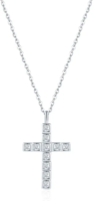 SUNFEEL 925 Sterling Silver Necklace for Women Cross Pendant Necklace with 16 2'' Extender Cross Chain Jewelry Gift for Mom Wives Girlfriends Bridesmaids for Mother's Day Wedding Anniversary Birthday