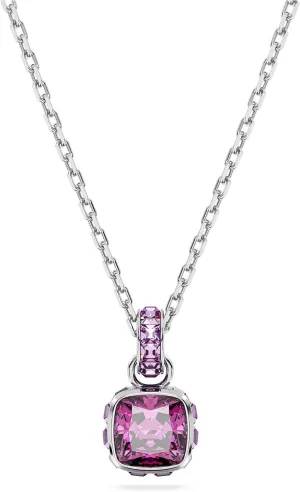 Swarovski Birthstone Stud Earring Collection, Square-Cut Stone and Crystals, Rhodium Finish