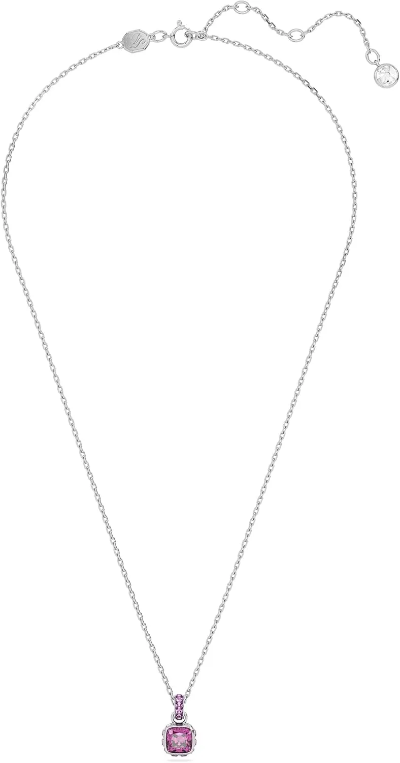 Swarovski Birthstone Stud Earring Collection, Square-Cut Stone and Crystals, Rhodium Finish
