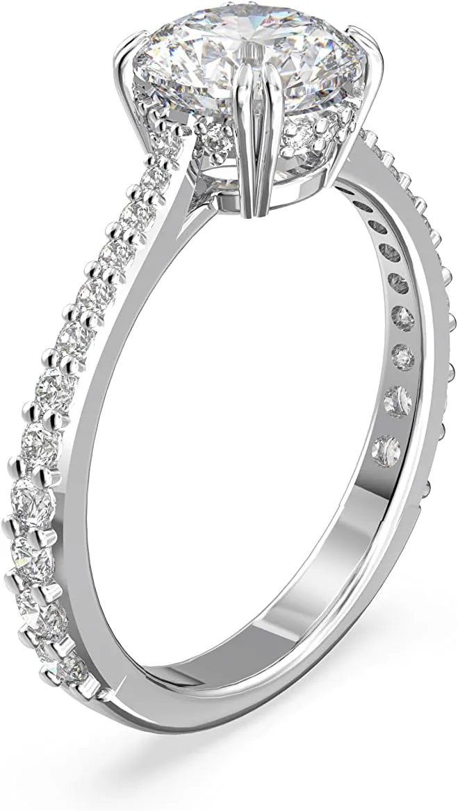 SWAROVSKI Constella Ring Set Collection, Clear Crystals, Rhodium Tone Finish