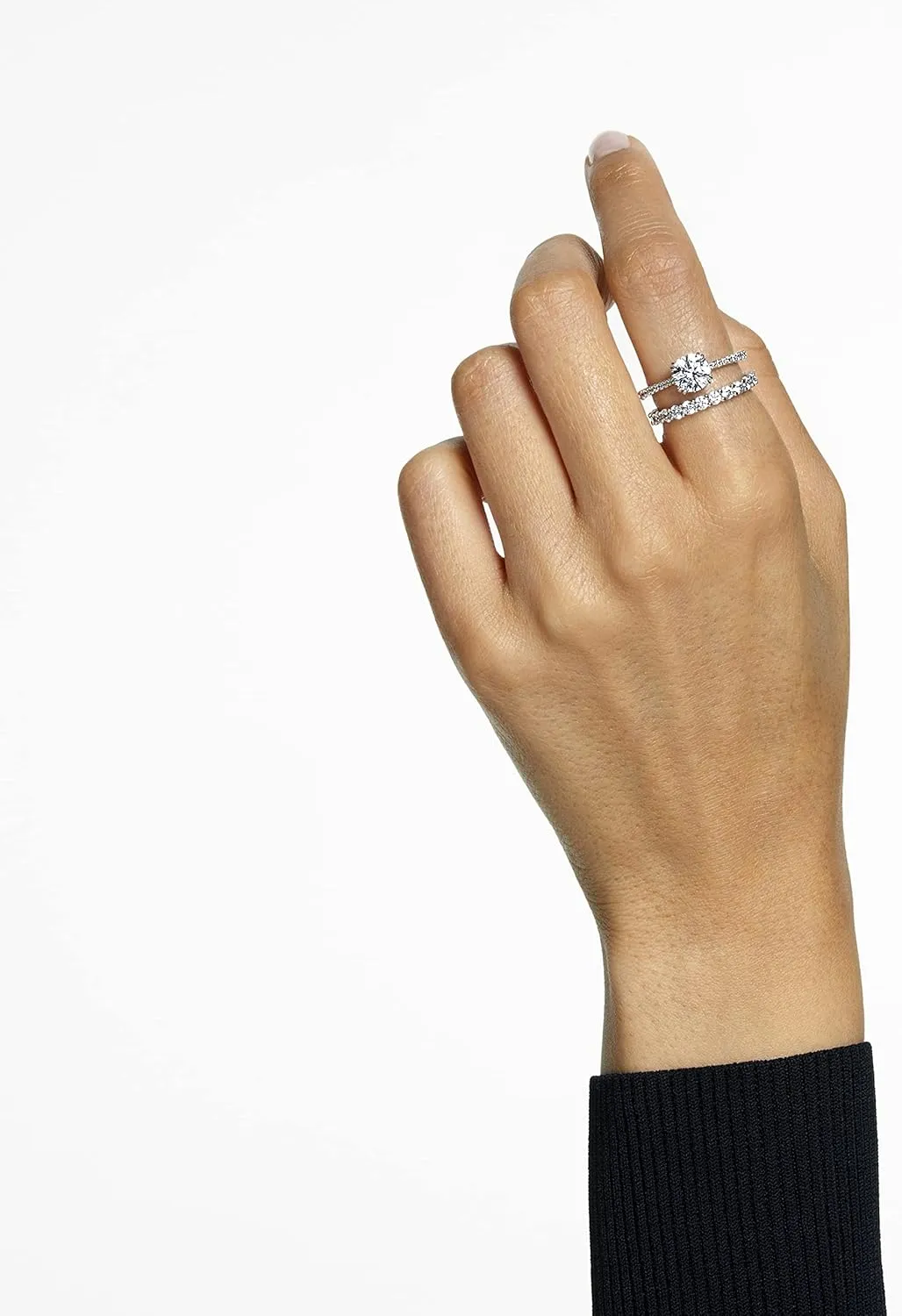 SWAROVSKI Constella Ring Set Collection, Clear Crystals, Rhodium Tone Finish