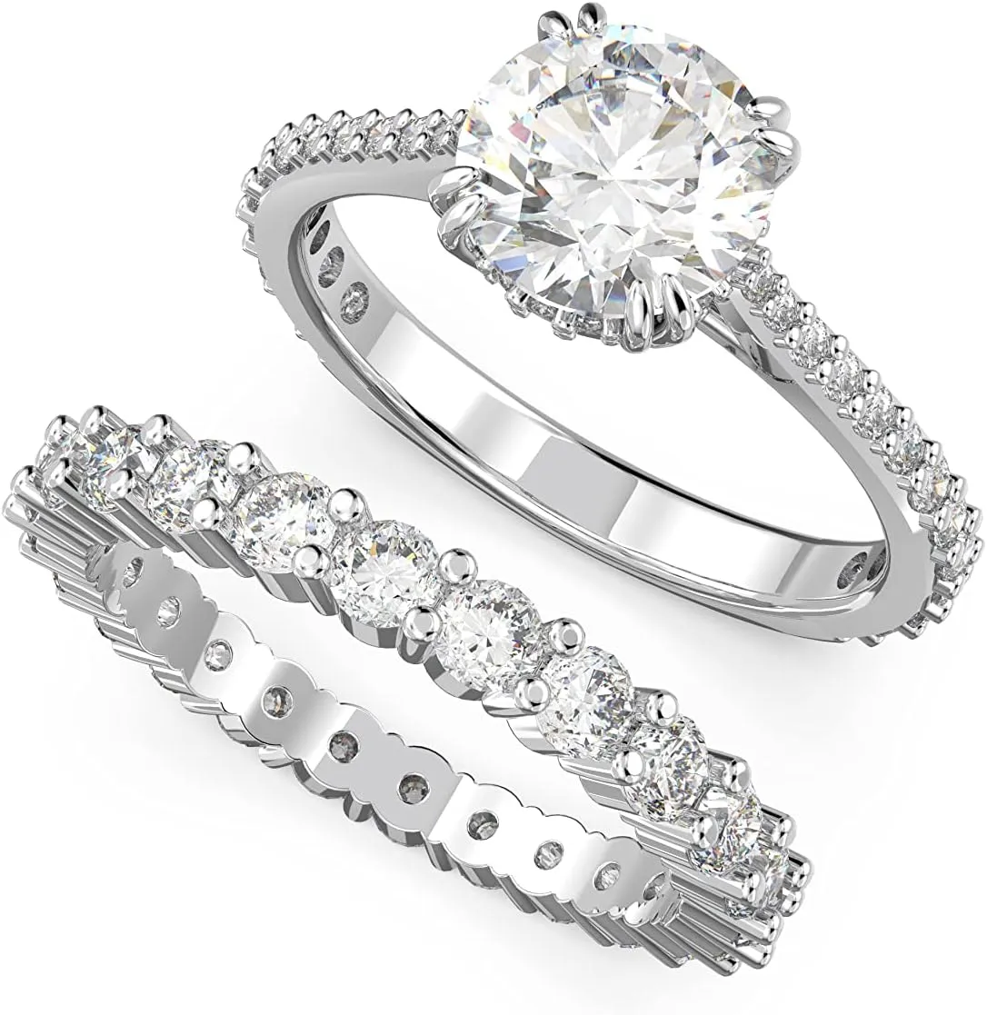 SWAROVSKI Constella Ring Set Collection, Clear Crystals, Rhodium Tone Finish