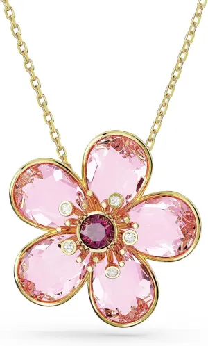 Swarovski Florere Necklace and Earrings Collection, Pink Crystals, Yellow Crystals, Gold Tone Metal Finish