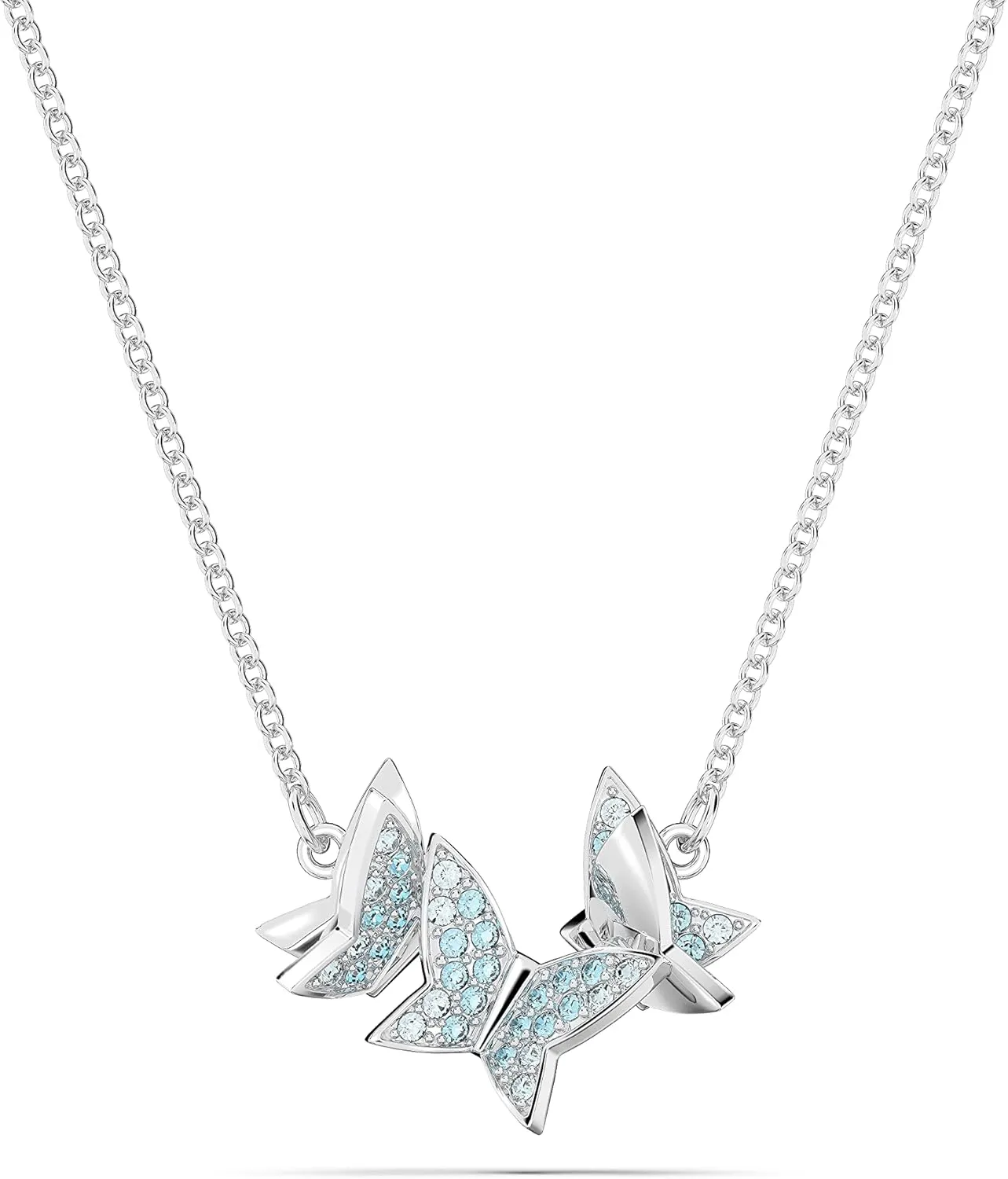 Swarovski Lilia Butterfly Necklace, Earrings, and Bracelet Crystal Jewelry Collection, Blue Crystals in a Rhodium Tone Finished Setting