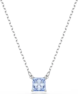Swarovski Matrix pendant, Square cut, Blue, Rhodium Finish
