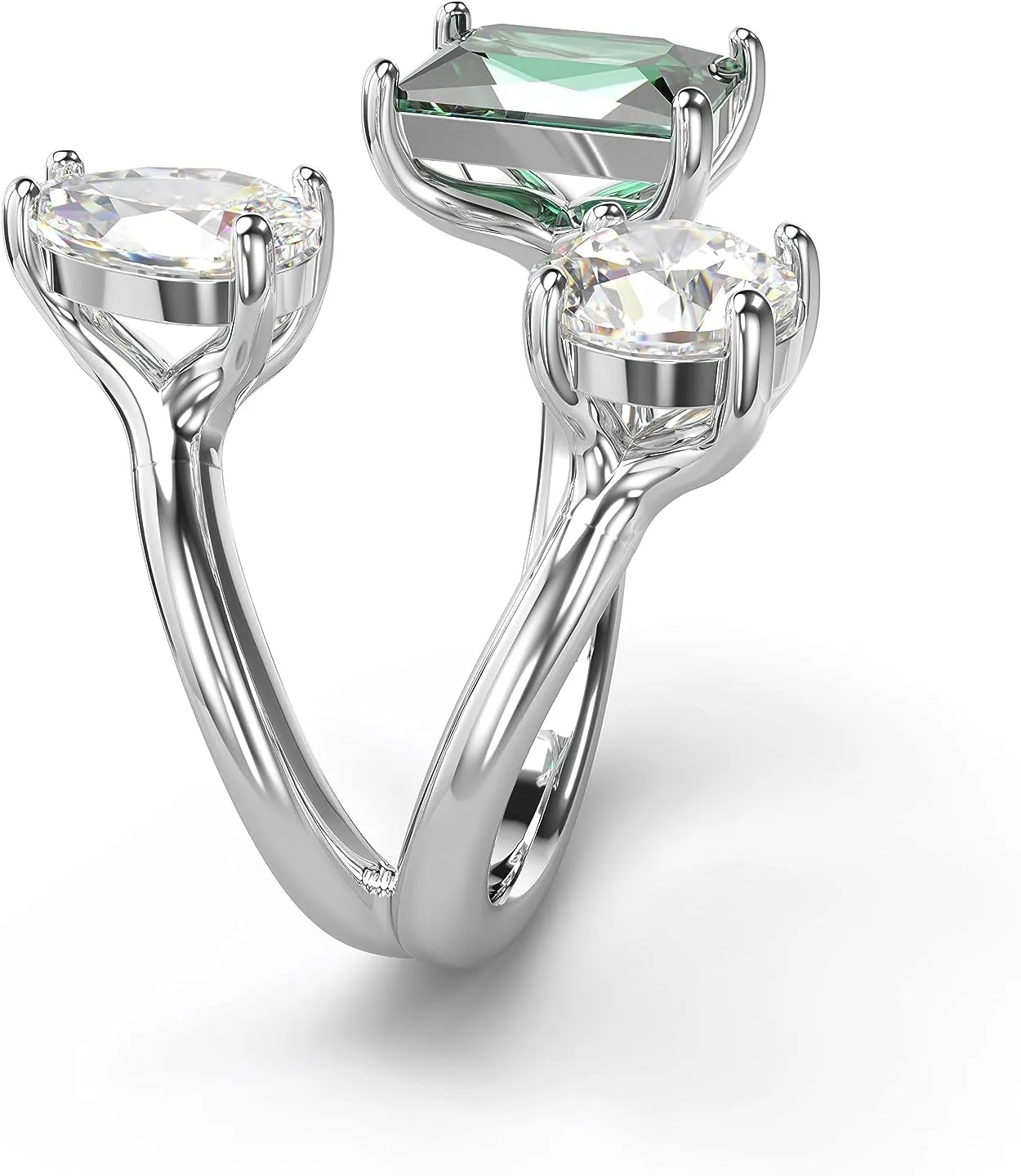 Swarovski Mesmera Open Ring, Green and Clear Mixed-Cut Stones in a Silver-Tone Finish, Part of the Mesmera Collection