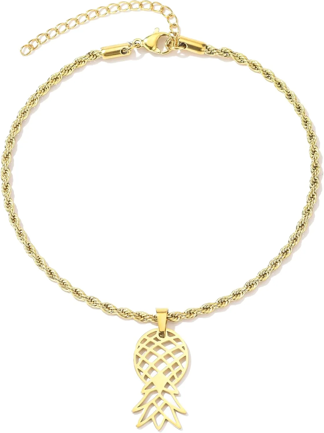 SwingerLifestyleGuide Upside Down Pineapple Anklet, Upside Down Pineapple Pendant Ankle Bracelet, Upside Down Pineapple Swinger Anklet (Gold)