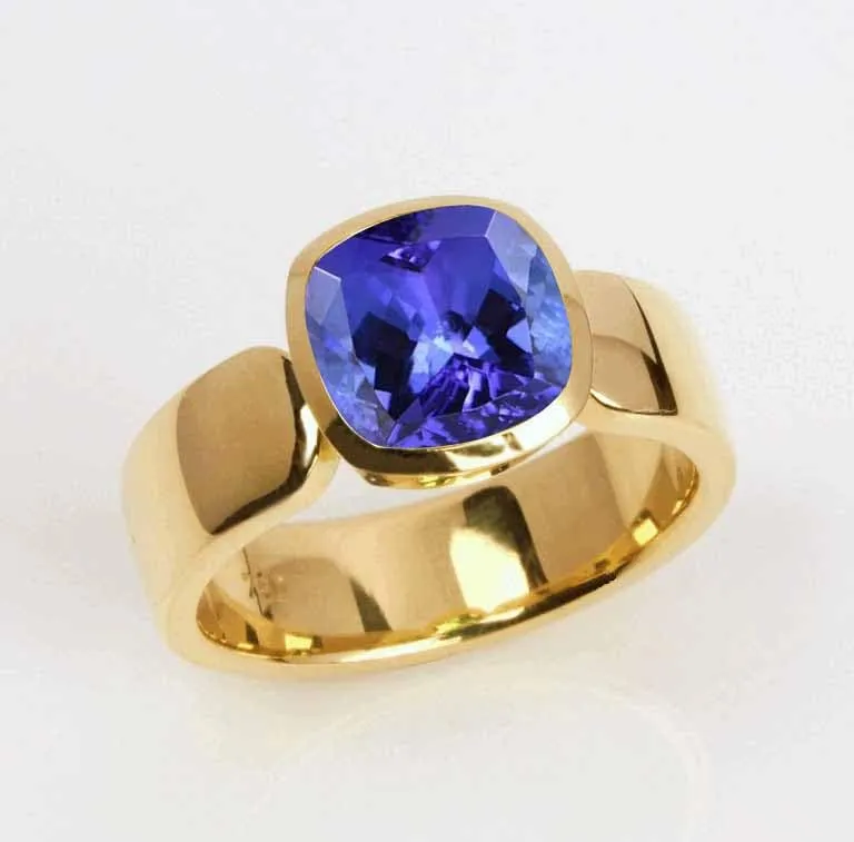 Tanzanite Gemstone Ring Statement Band Ring Fine Jewelry 925 Sterling Silver Ring Wedding Gift Women Rings Blue Tanzaite Ring Handmade Band Gold Ring
