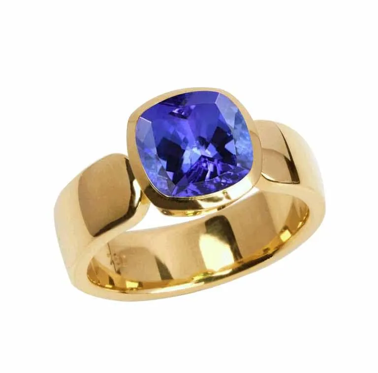 Tanzanite Gemstone Ring Statement Band Ring Fine Jewelry 925 Sterling Silver Ring Wedding Gift Women Rings Blue Tanzaite Ring Handmade Band Gold Ring