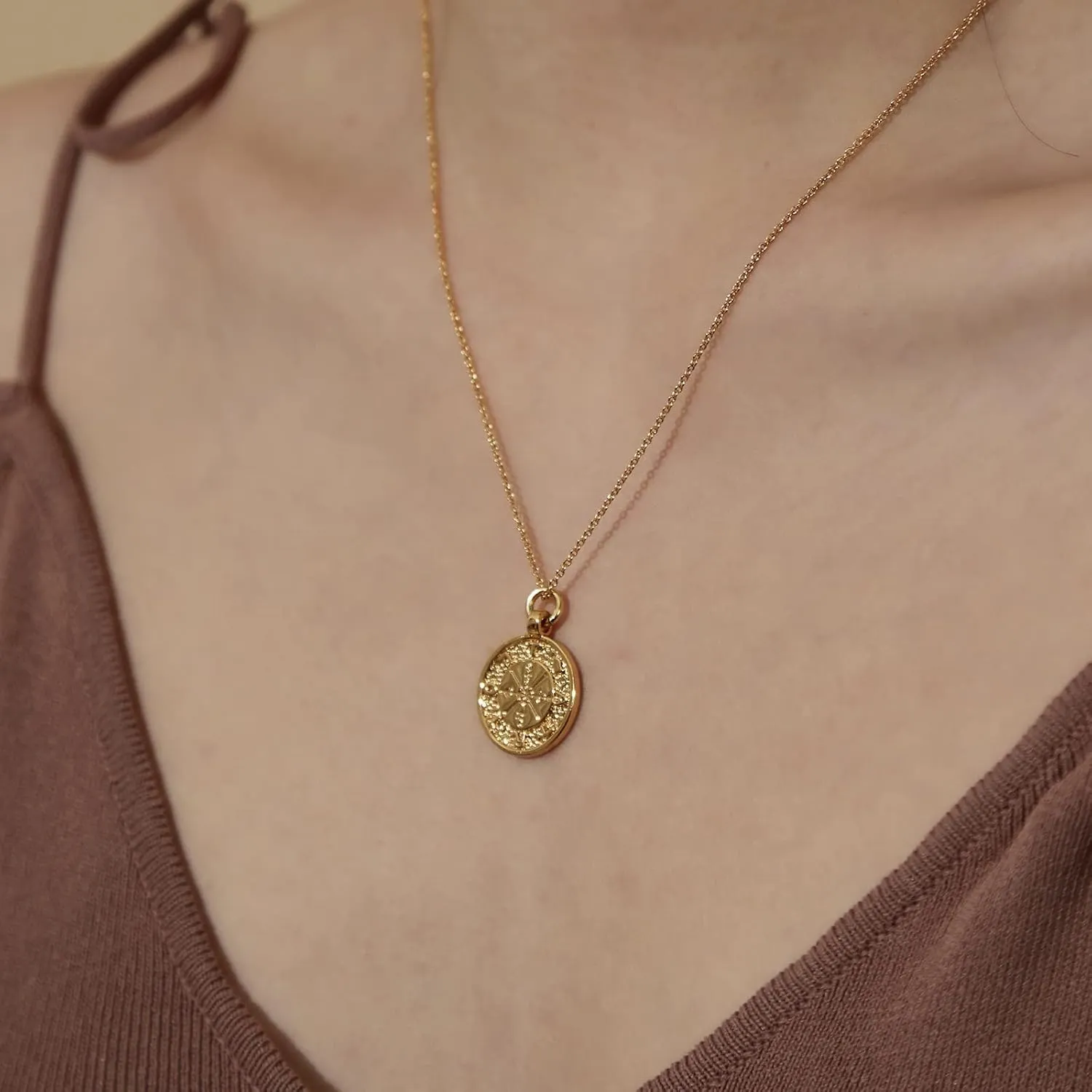 Tarot Card Necklace, 18K Heavy Gold Plated the Star Sun Wheel of Fortune & Lovers Layered Necklace, Cameo Gold Coin Pendants Necklace, Birthday Gifts for Women Girls