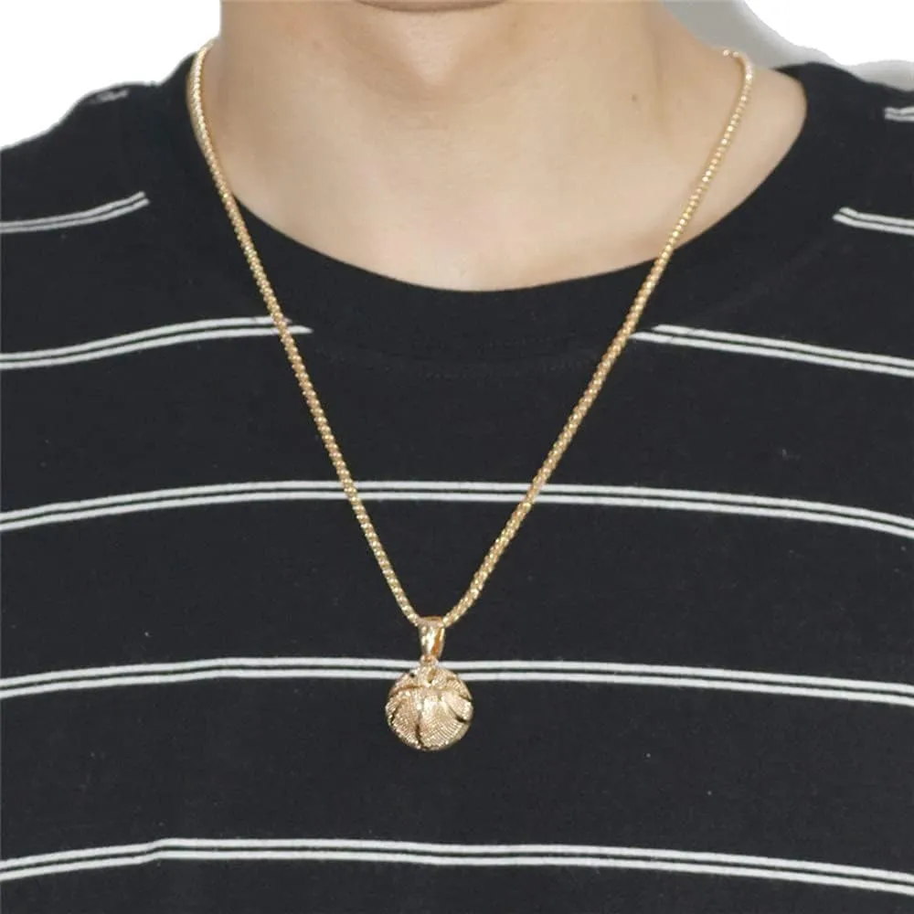 tenghong2021 14k Basketball Pendant Necklace Stainless Steel Necklace Sports Hiphop Necklace Basketball Pendant Necklace I Love Basketball Necklace for Men
