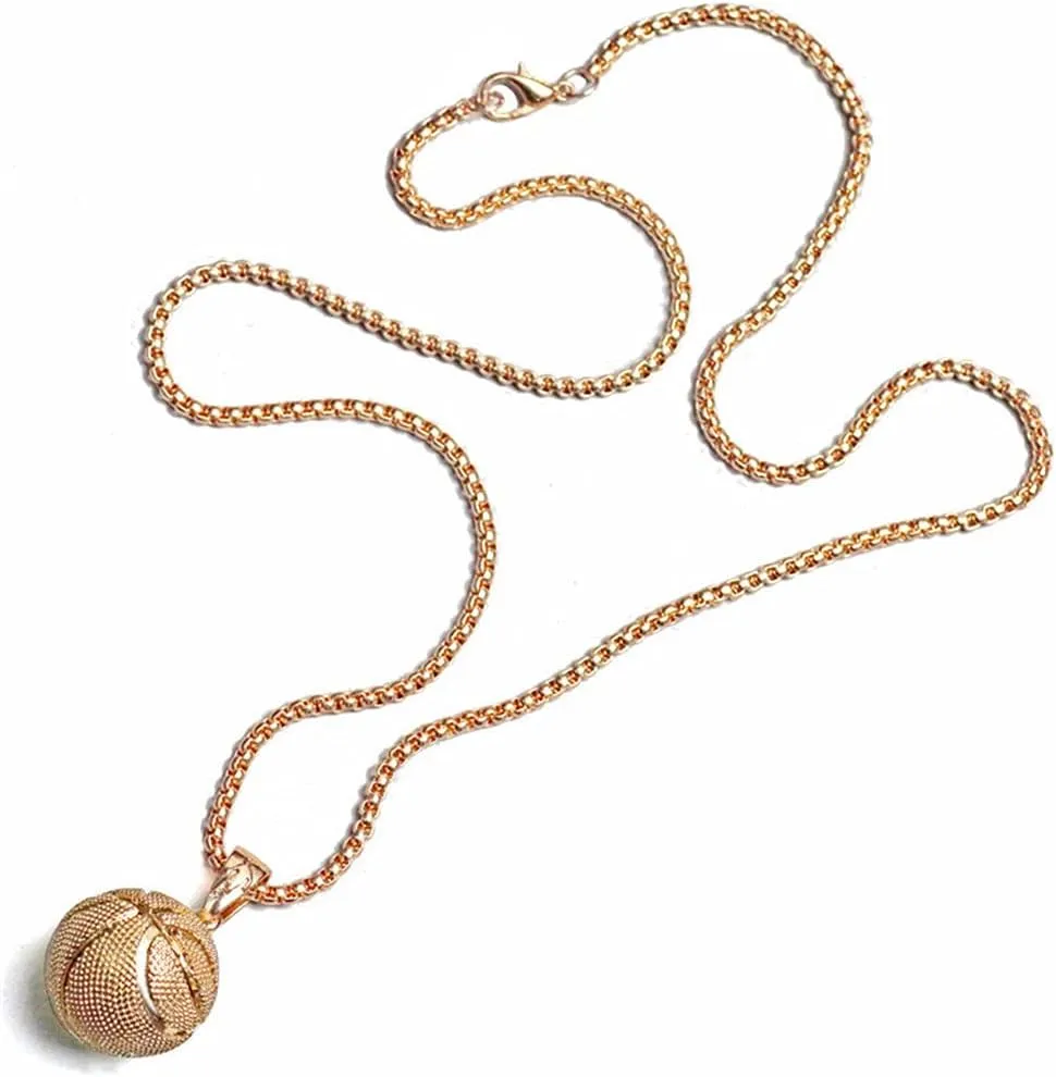 tenghong2021 14k Basketball Pendant Necklace Stainless Steel Necklace Sports Hiphop Necklace Basketball Pendant Necklace I Love Basketball Necklace for Men
