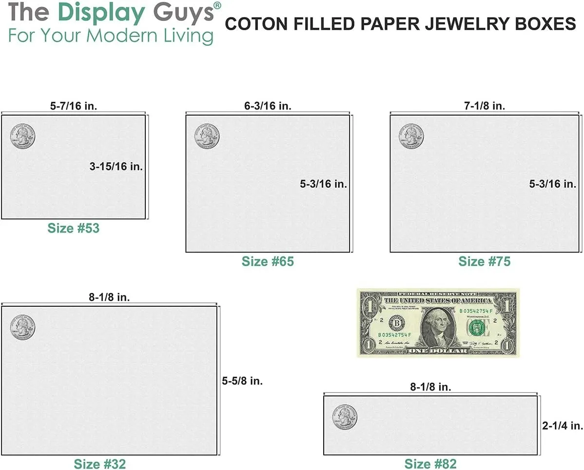 TheDisplayGuys - 100-Pack #32 Cotton Filled Cardboard Paper Jewelry Boxes Gift Case - Gold Foil (3.3" x 2.3" x 1.0") - for Shipping or Storage