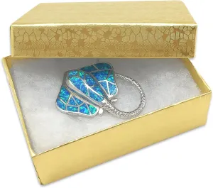 TheDisplayGuys - 100-Pack #32 Cotton Filled Cardboard Paper Jewelry Boxes Gift Case - Gold Foil (3.3" x 2.3" x 1.0") - for Shipping or Storage
