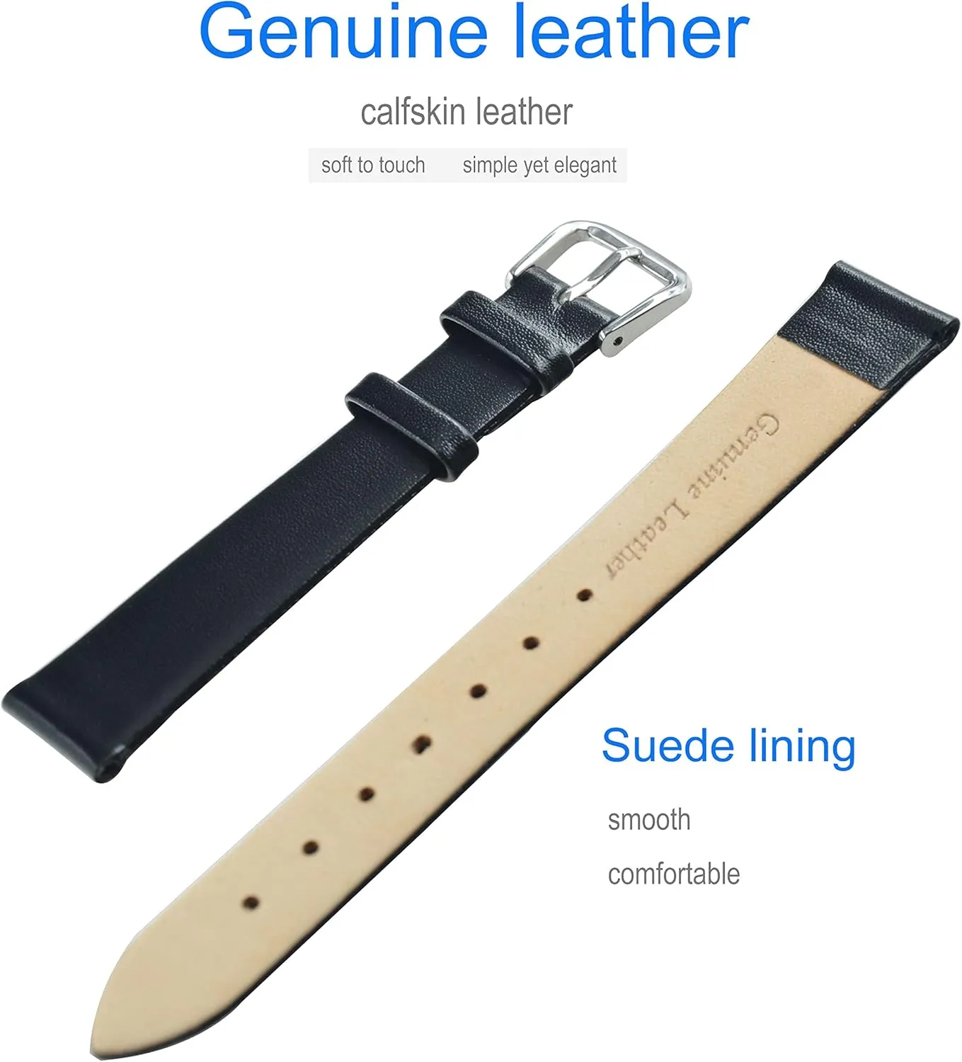 Thin Leather Watch Bands Replacement for Men Women (6 7 8 10 12 13 14 15 16 17 18 19 20 22 24mm)