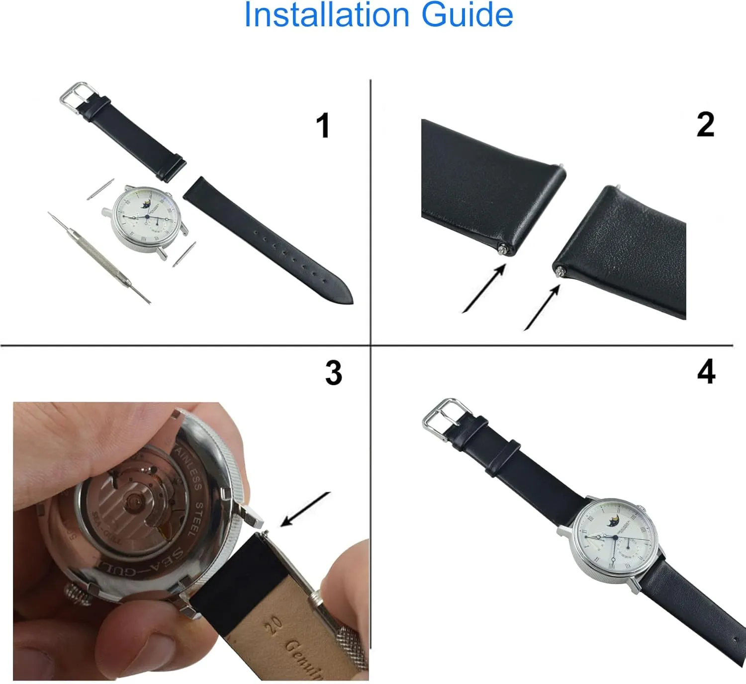 Thin Leather Watch Bands Replacement for Men Women (6 7 8 10 12 13 14 15 16 17 18 19 20 22 24mm)