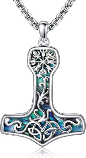 Thor Hammer Necklace Sterling Silver Mjolnir Celtic Pendant Nordic Viking Jewelry For Men Women