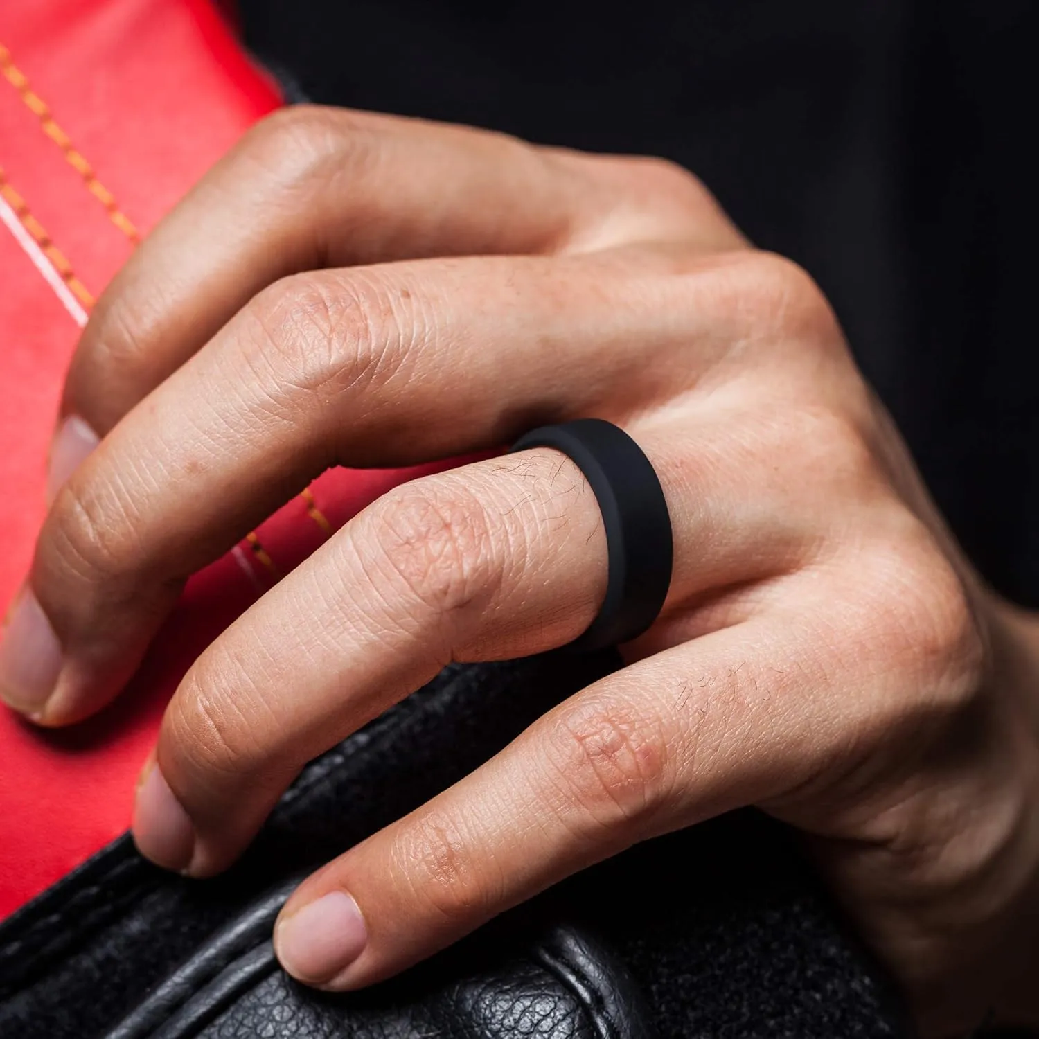 ThunderFit Men Breathable Air Grooves Silicone Rings Wedding Bands 8mm Wide 2.4mm Thick - 1/2/3/4/6/7 Variety Multipack