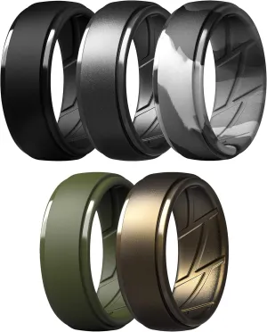 ThunderFit Men's Silicone Rings 10mm Wide 2.5mm Thick Rubber Bands, Breathable,Variety Multipack 1-7