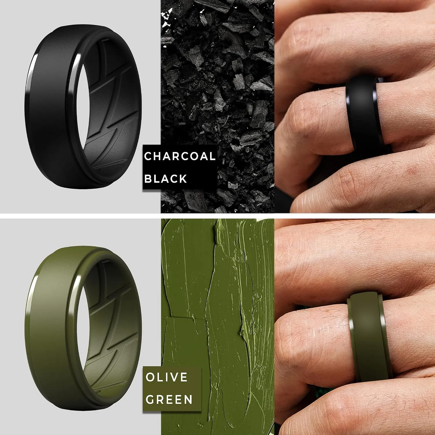 ThunderFit Men's Silicone Rings 10mm Wide 2.5mm Thick Rubber Bands, Breathable,Variety Multipack 1-7