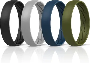 ThunderFit Silicone Rings for Him and Her, Rubber Engagement Bands Unisex - 1/4/7 Variety Multipack