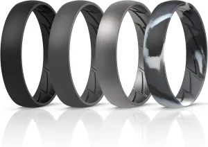 ThunderFit Silicone Rings for Him and Her, Rubber Engagement Bands Unisex - 1/4/7 Variety Multipack