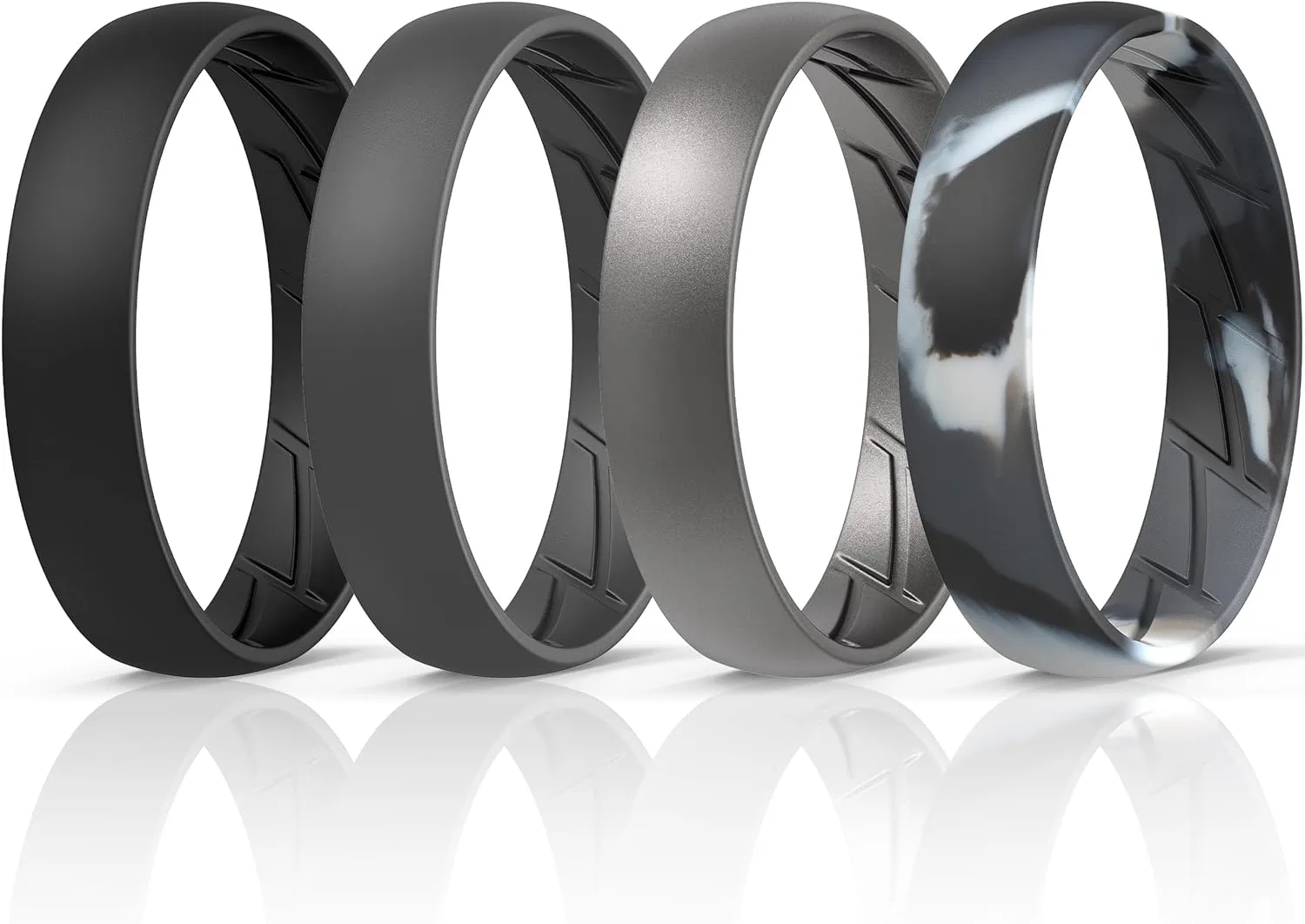 ThunderFit Silicone Rings for Him and Her, Rubber Engagement Bands Unisex - 1/4/7 Variety Multipack