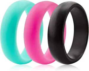 ThunderFit Silicone Rings Wedding Bands for Women 5.6mm Wide 2mm Thick - 3/4 Variety Multipack
