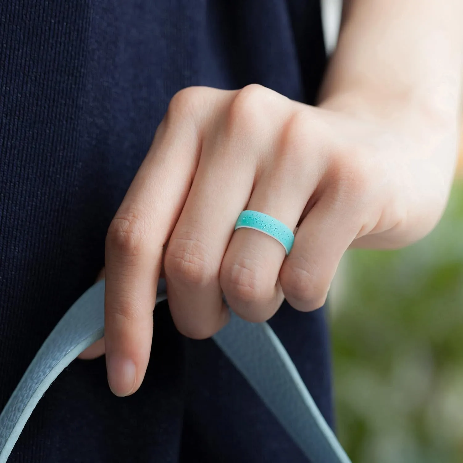 ThunderFit Silicone Wedding Bands for Women, 2 Layers 5.5mm Wide 2mm Thick - 1/4/7 Variety Multipack