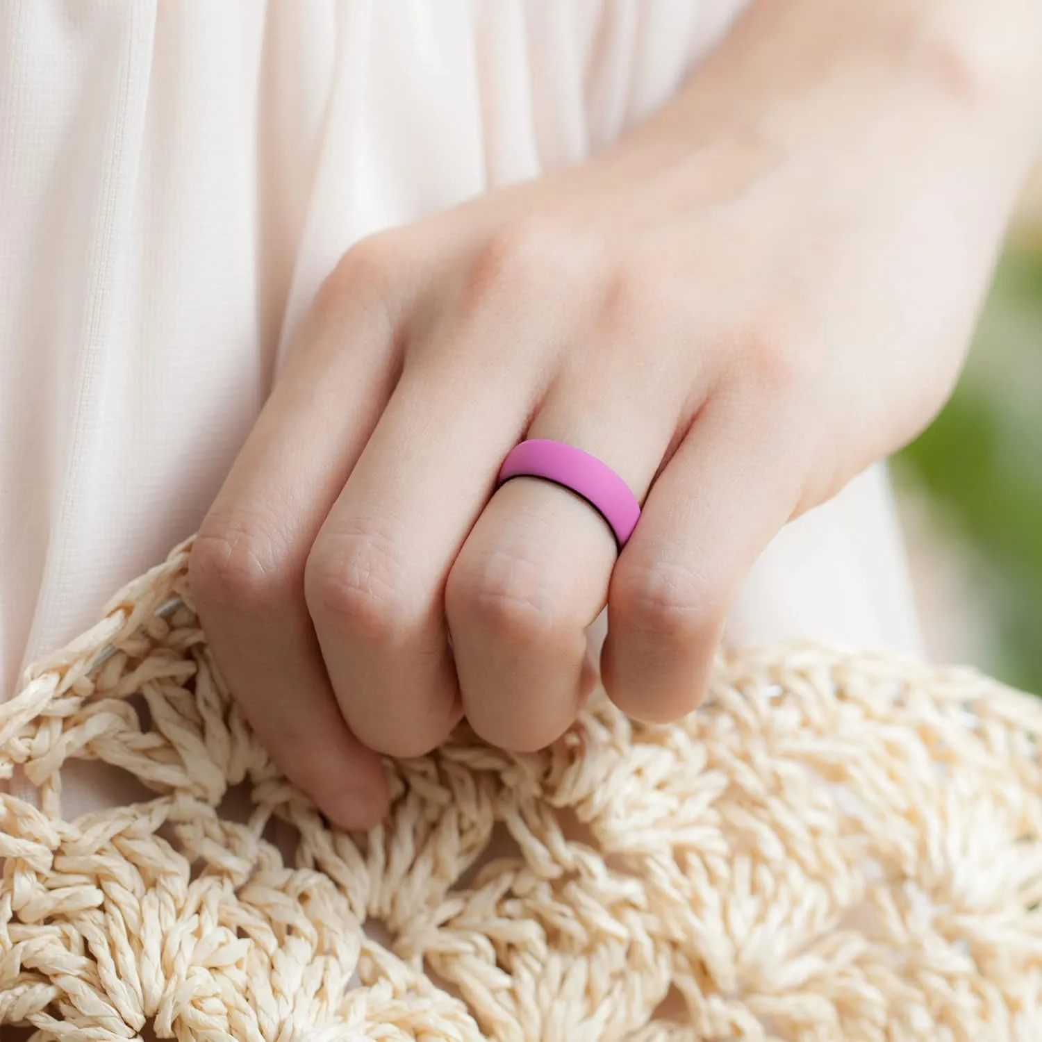 ThunderFit Silicone Wedding Bands for Women, 2 Layers 5.5mm Wide 2mm Thick - 1/4/7 Variety Multipack