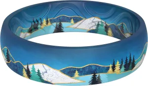 ThunderFit Silicone Wedding Bands for Women, Breathable Printed Design 5.5mm Wide 1.8mm Thick, 1-Pack