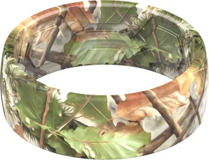 ThunderFit Silicone Wedding Rings for Men, Breathable Printed Design Rubber Engagement Bands 8mm Wide 2mm Thick