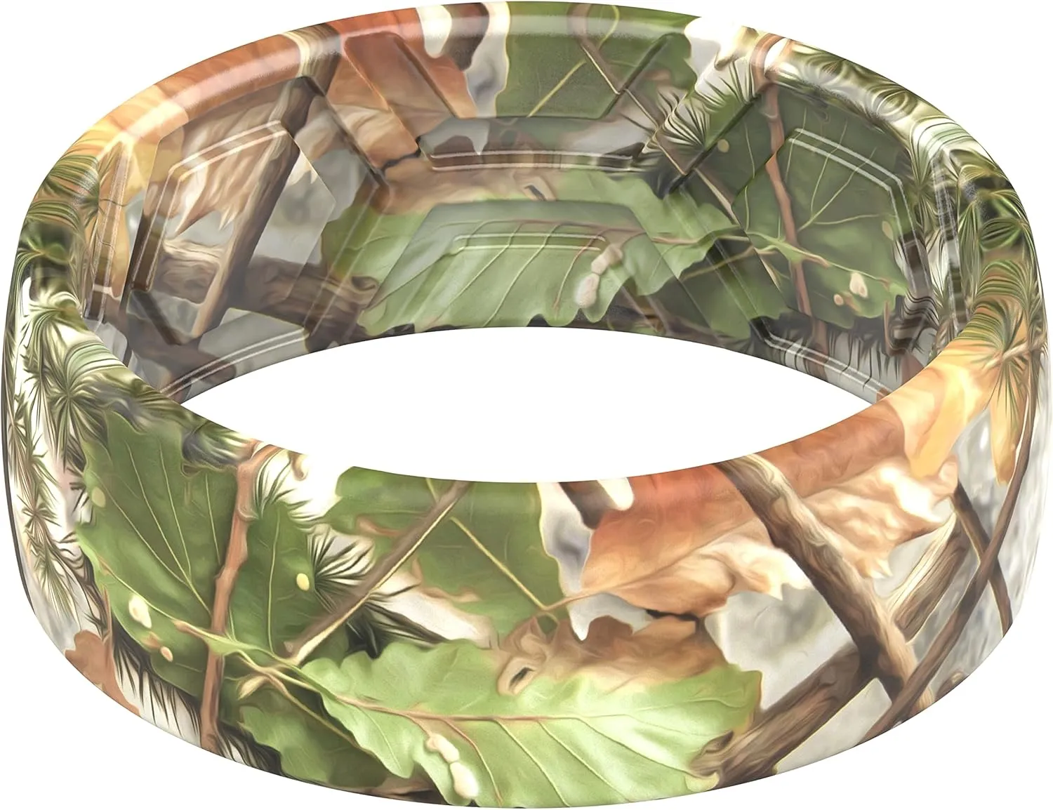 ThunderFit Silicone Wedding Rings for Men, Breathable Printed Design Rubber Engagement Bands 8mm Wide 2mm Thick
